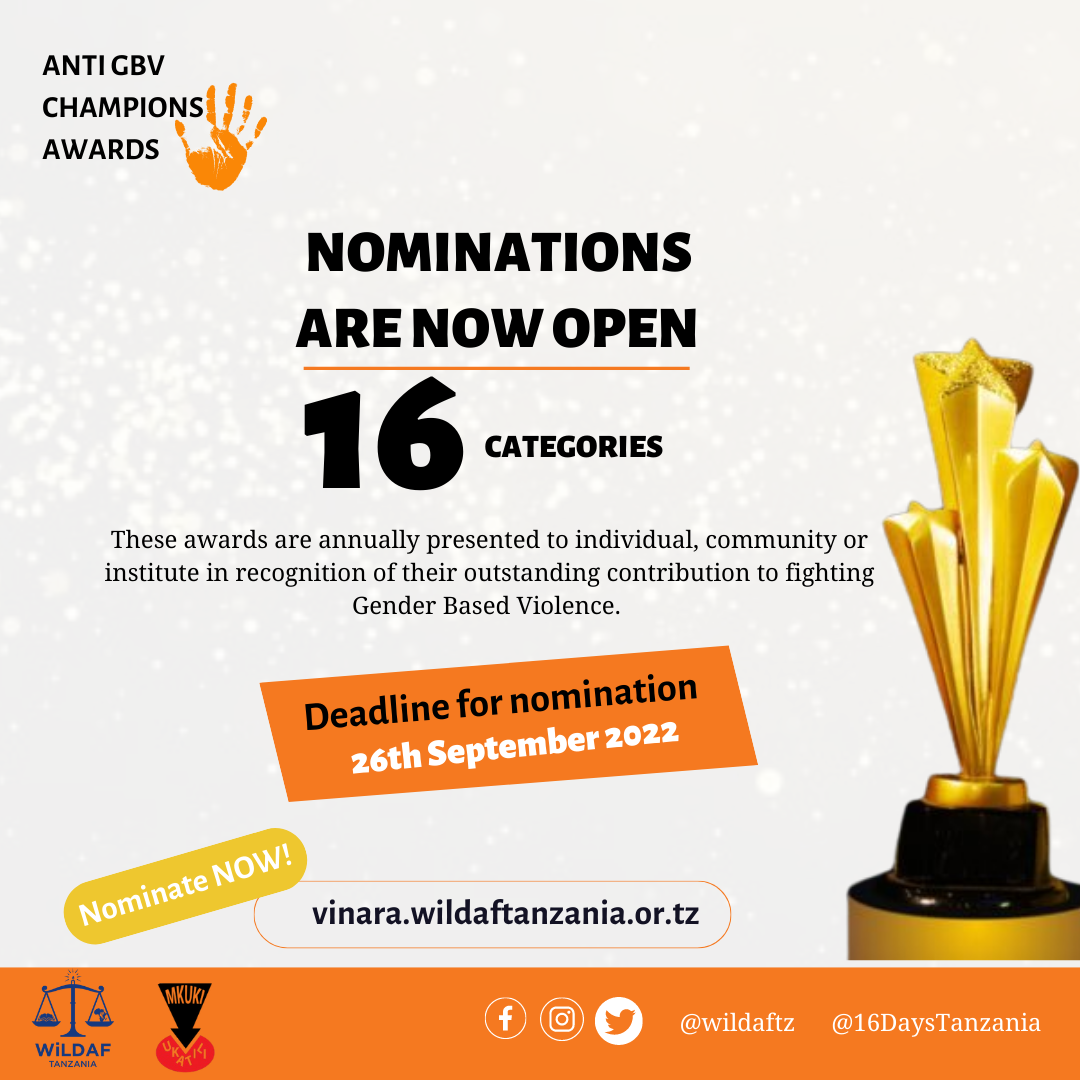 Anti Gender Based Violence(GBV) Champions Awards Nomination Form