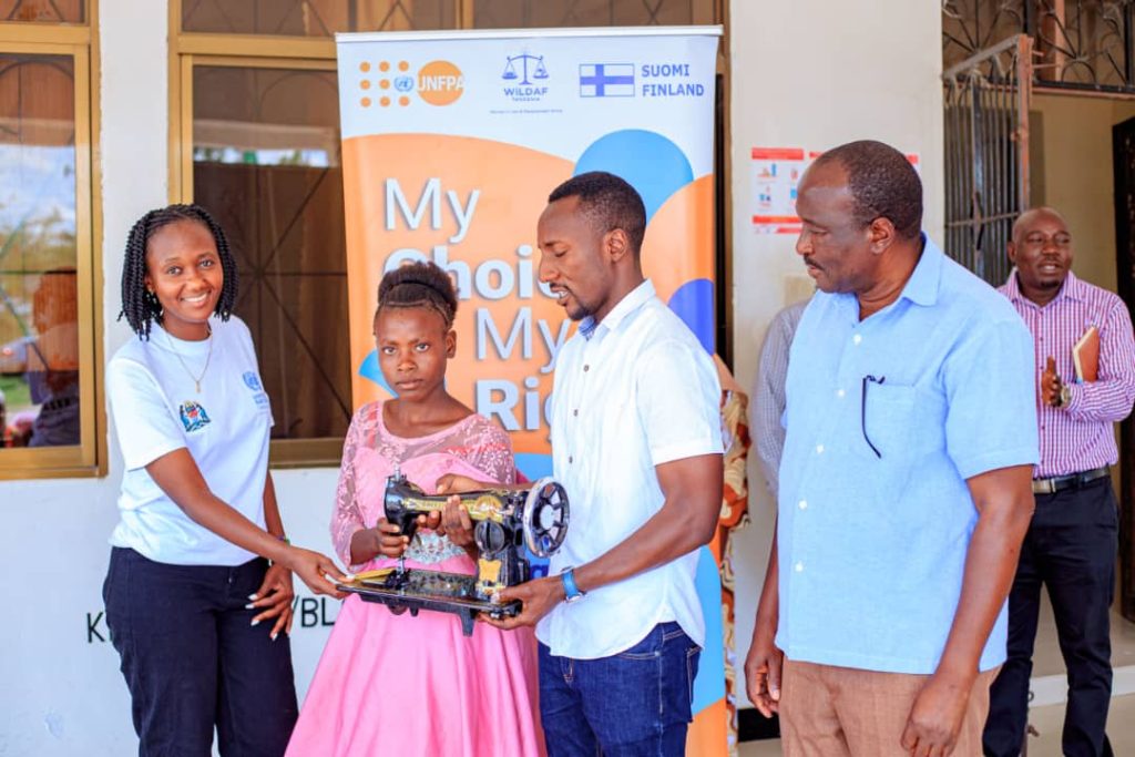 84 Young Women who were trained in VETA  by WIDAF were awarded tools to develop their skills