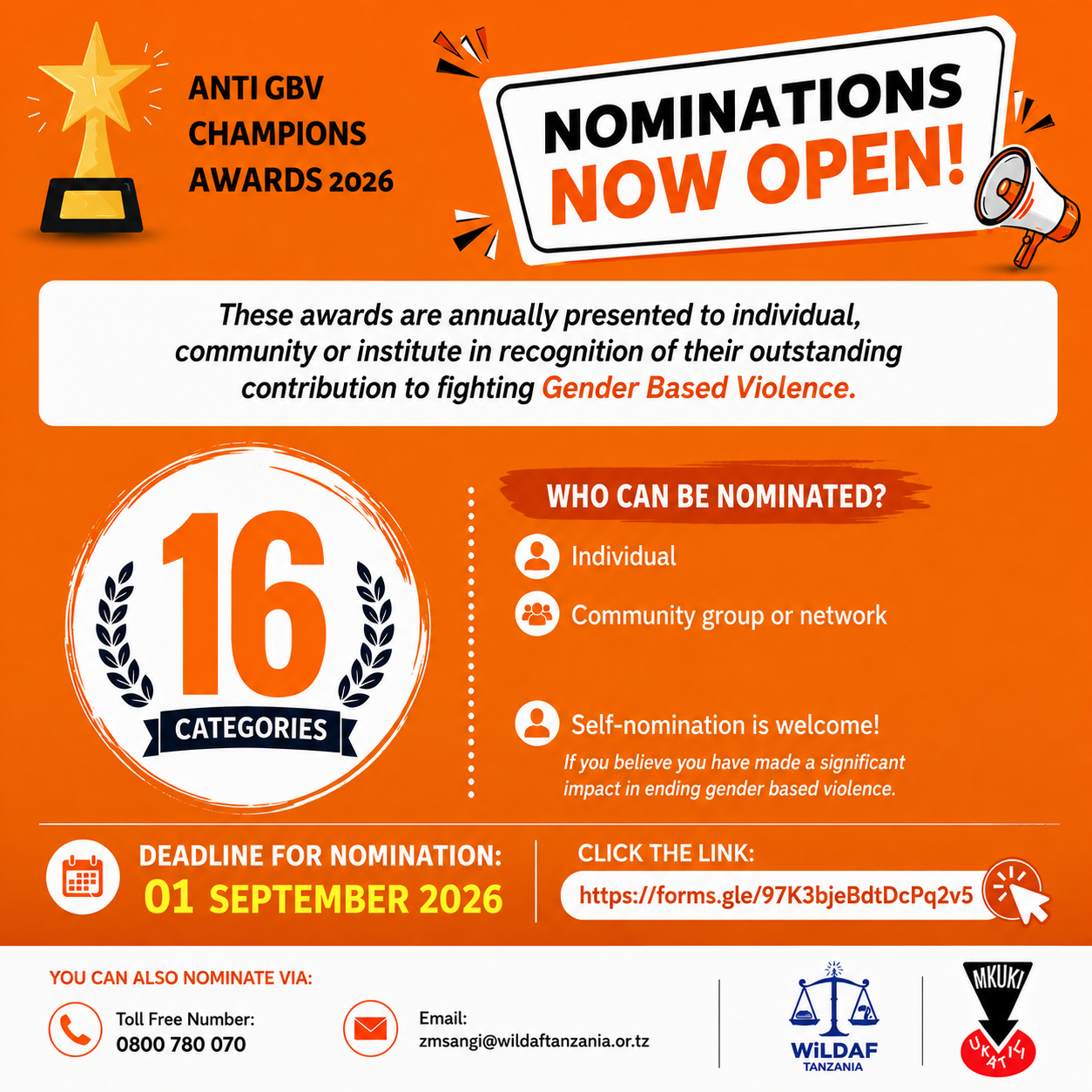 2026 Gender-Based Violence (GBV) Champions Awards Nomination Form